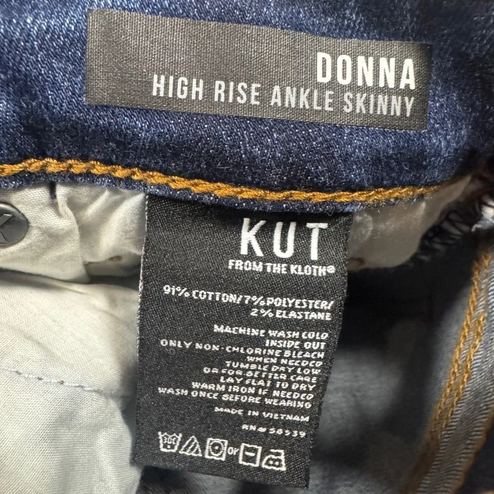 Kut from the Kloth Donna High Rise Ankle Skinny Jeans Blue‎ Distressed Raw Hem 4